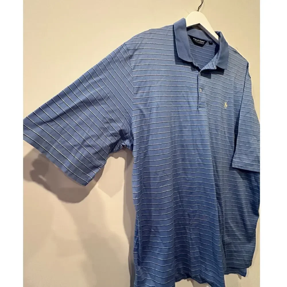 Polo Golf Ralph Lauren Size XXL Short Sleeve Polo Shirt Striped Blue Casual